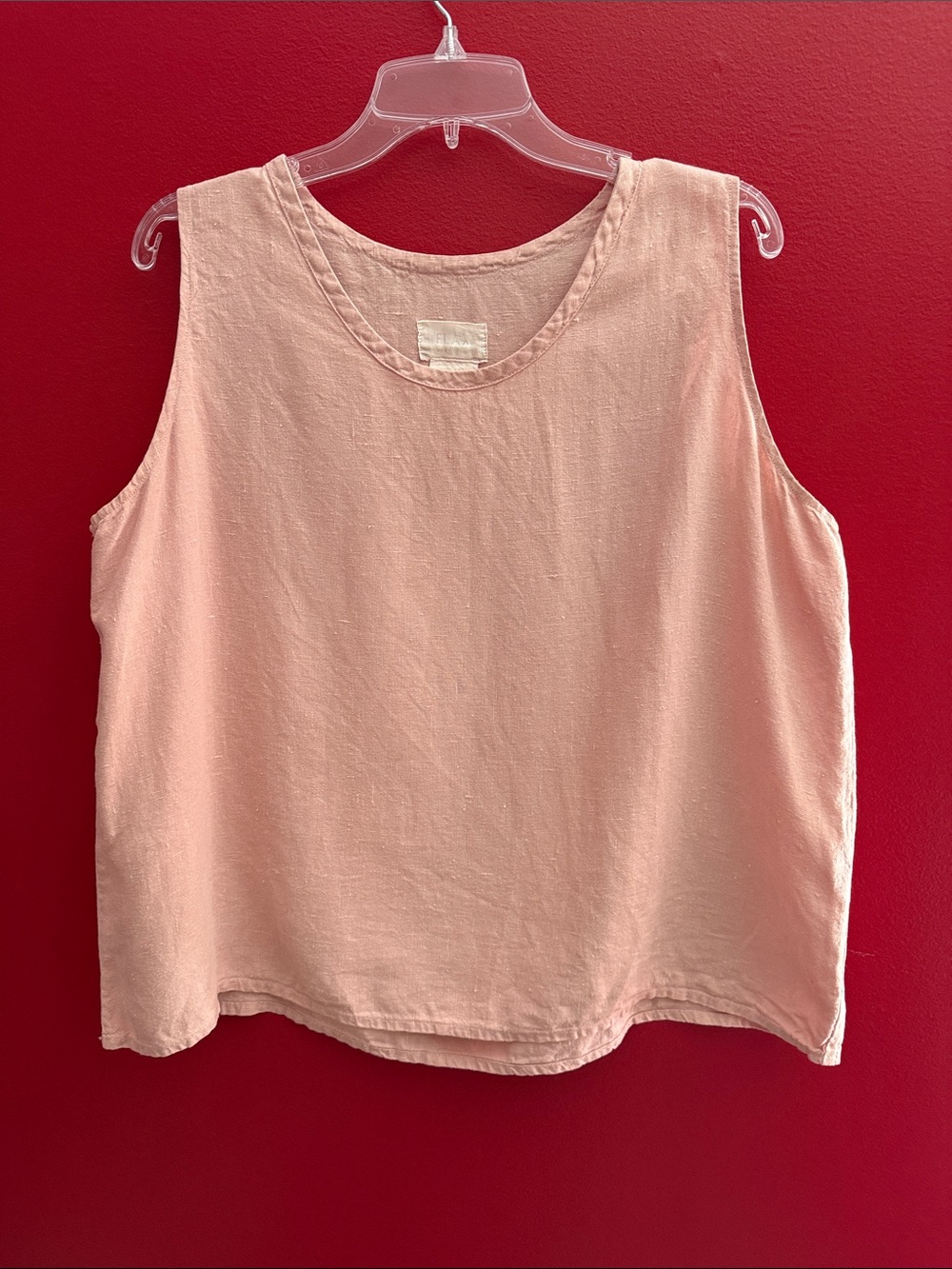 FLAX Light Pink 100% Linen Fundamental Tank Lg